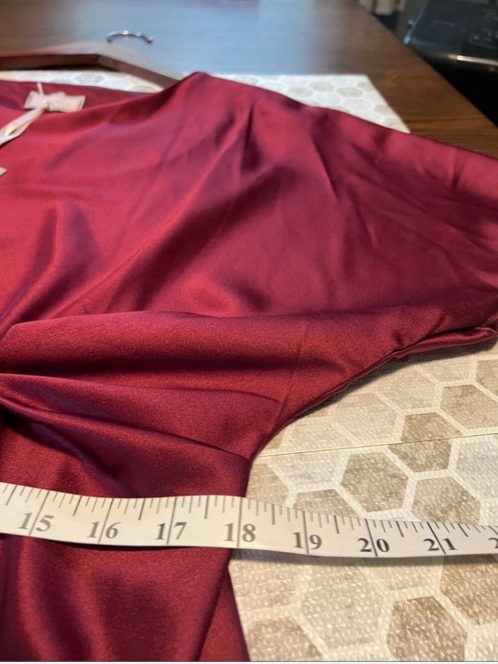 Saiph Satin Twist-Waist Midi Dress in Deep Burgundy Sz 1X But Fits Like L-XL - Picture 6 of 8
